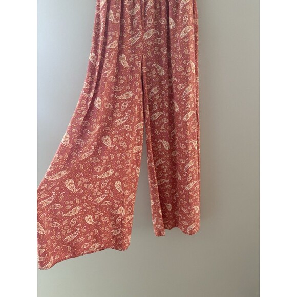 Patrons of Peace Avila Pants Size M Coral Paisley Palazzo Wide Leg Pockets - Picture 2 of 15